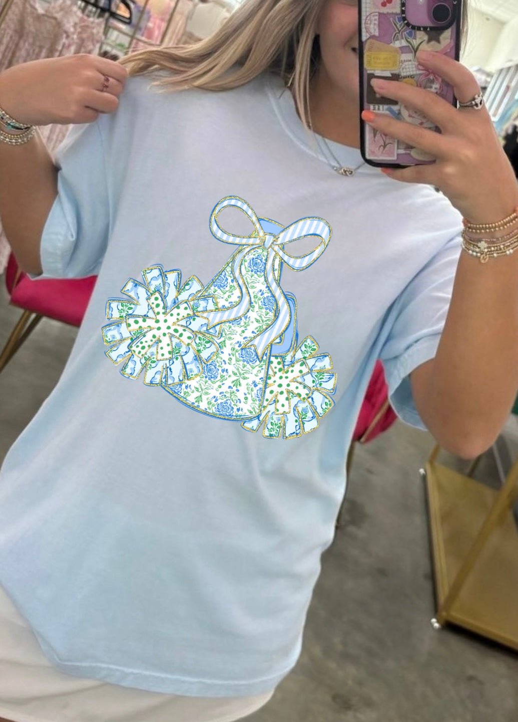 Floral Cheer Bow Tee