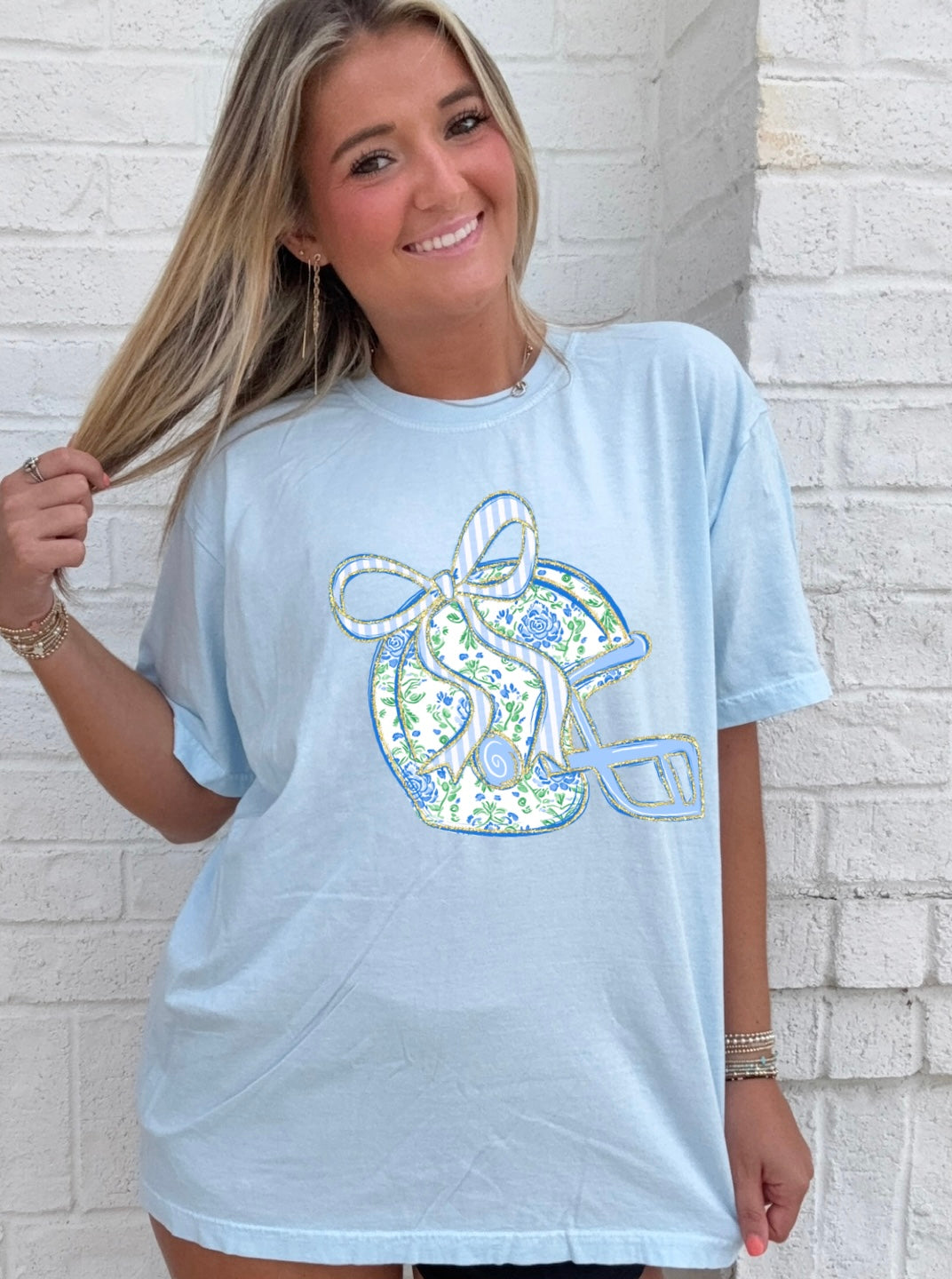 Floral Helmet Bow Tee