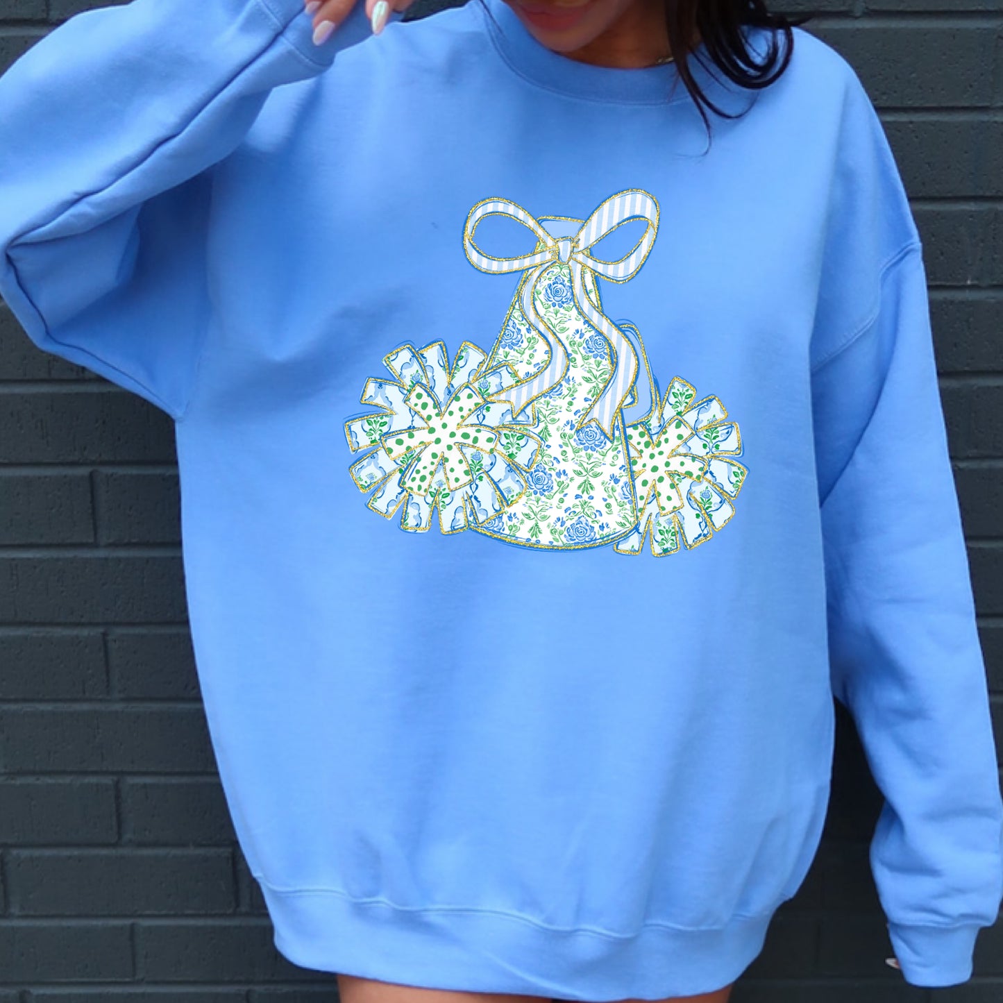Floral Cheer Bow Sweatshirt