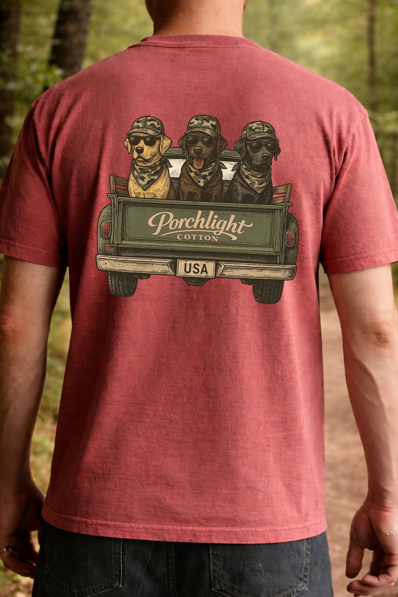 Porchlight Cotton 3 Dogs Truck - CC Tee - Cumin