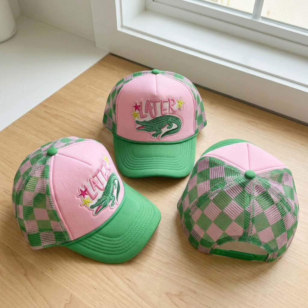 Later Gator Checkered Trucker Hat with Patch