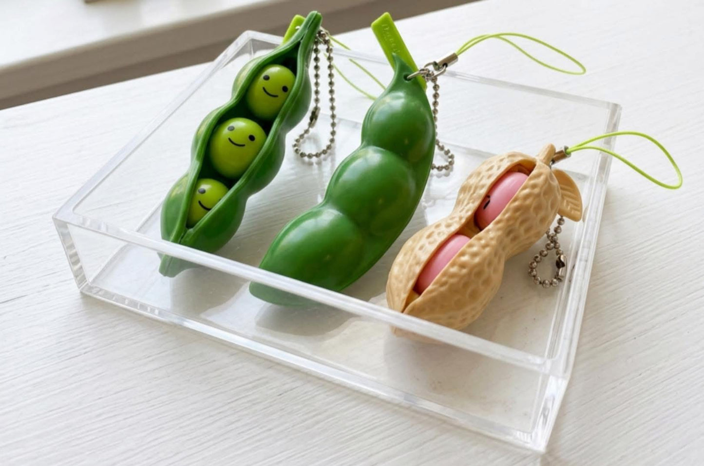 Dozen Squeezie Keychains (Peas & Peanuts)
