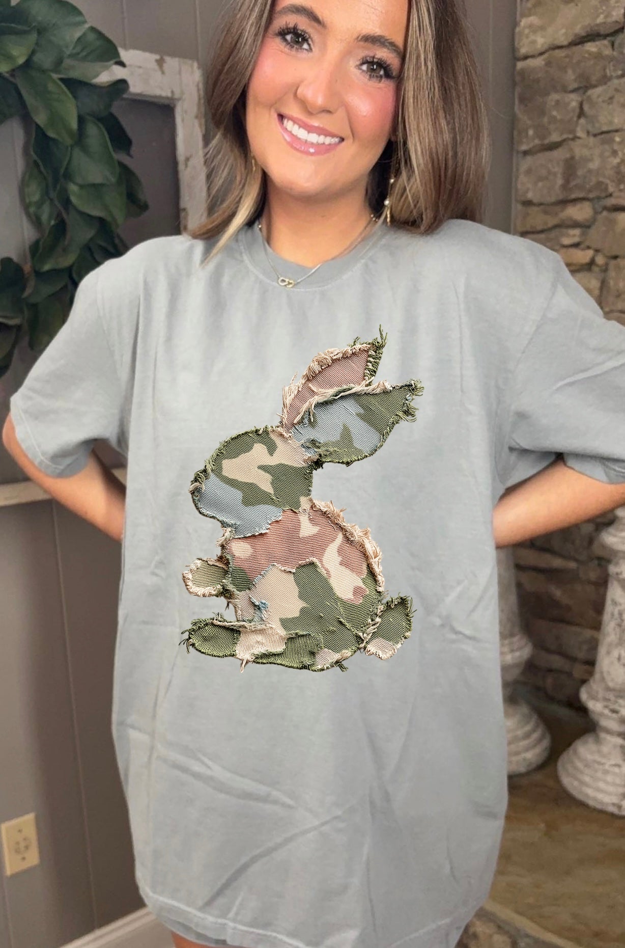 Faux Patchwork Camo Bunny Tee