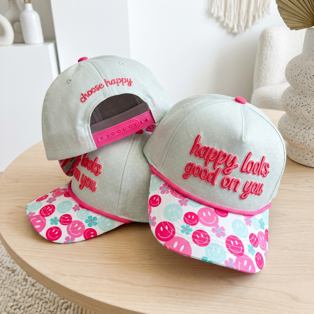 Happy Looks Good on You Embroidered Hat (preorder)