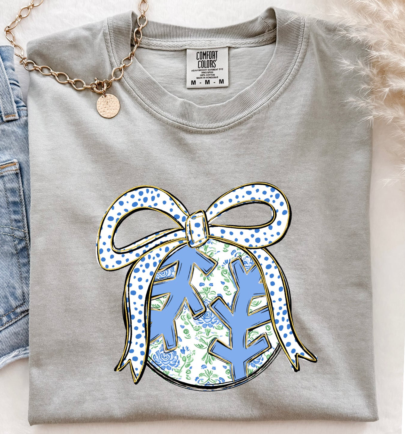 Floral Baseball Bow Tee