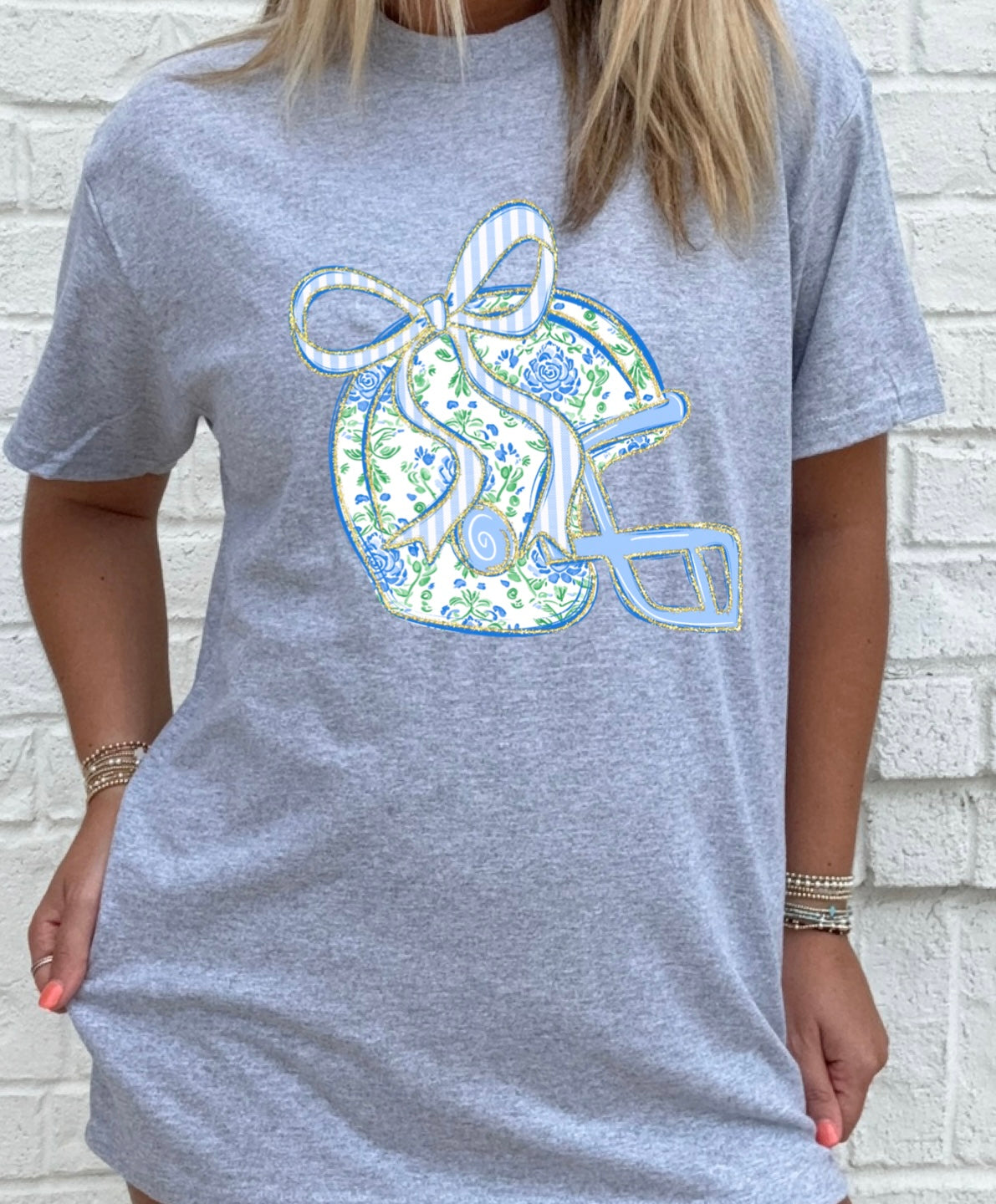 Floral Helmet Bow Tee