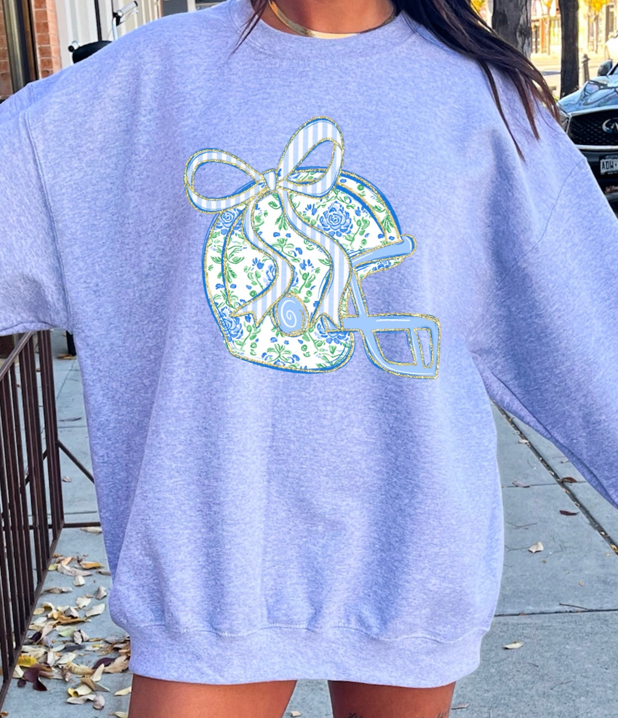 Floral Helmet Bow Sweatshirt