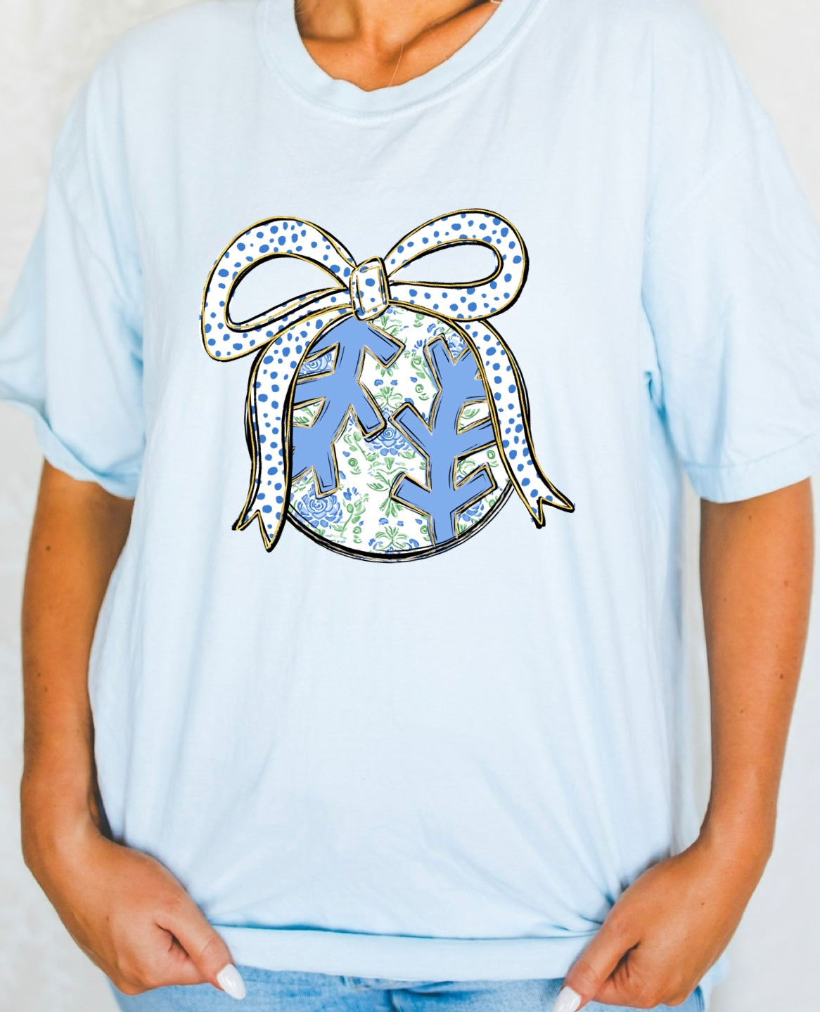 Floral Baseball Bow Tee