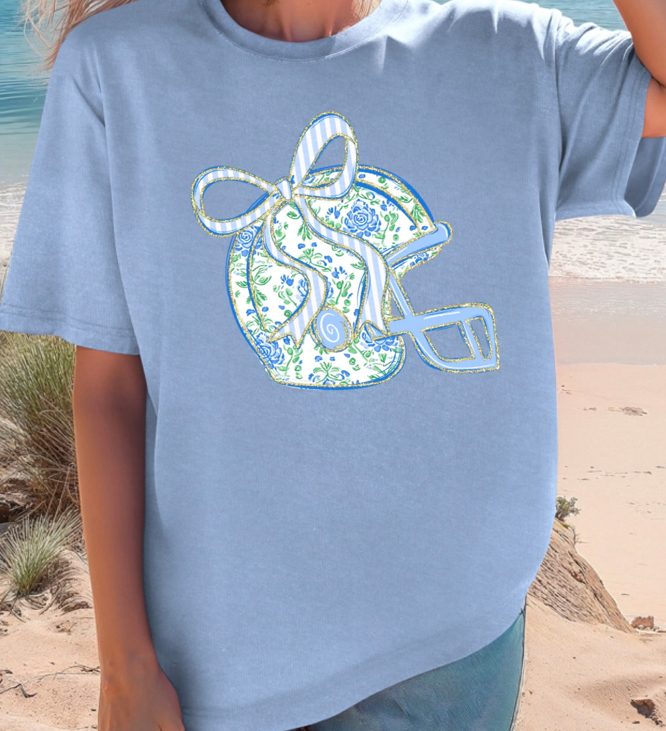 Floral Helmet Bow Tee