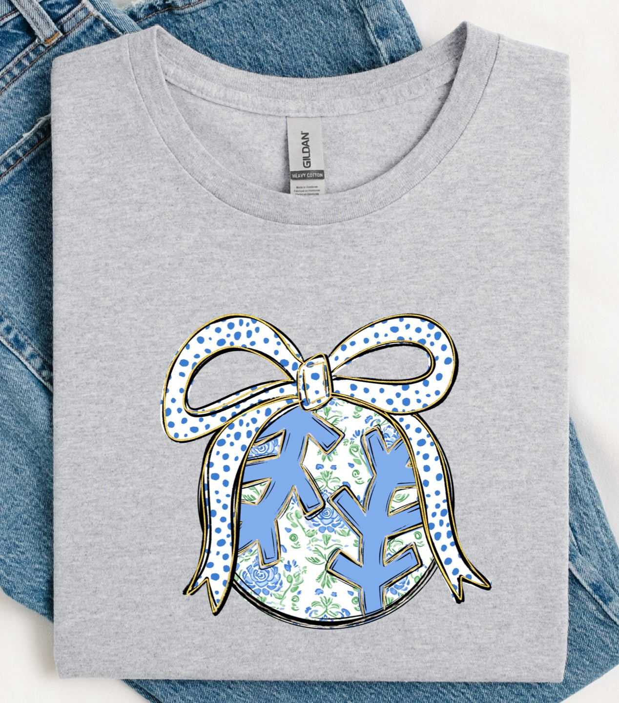 Floral Baseball Bow Tee