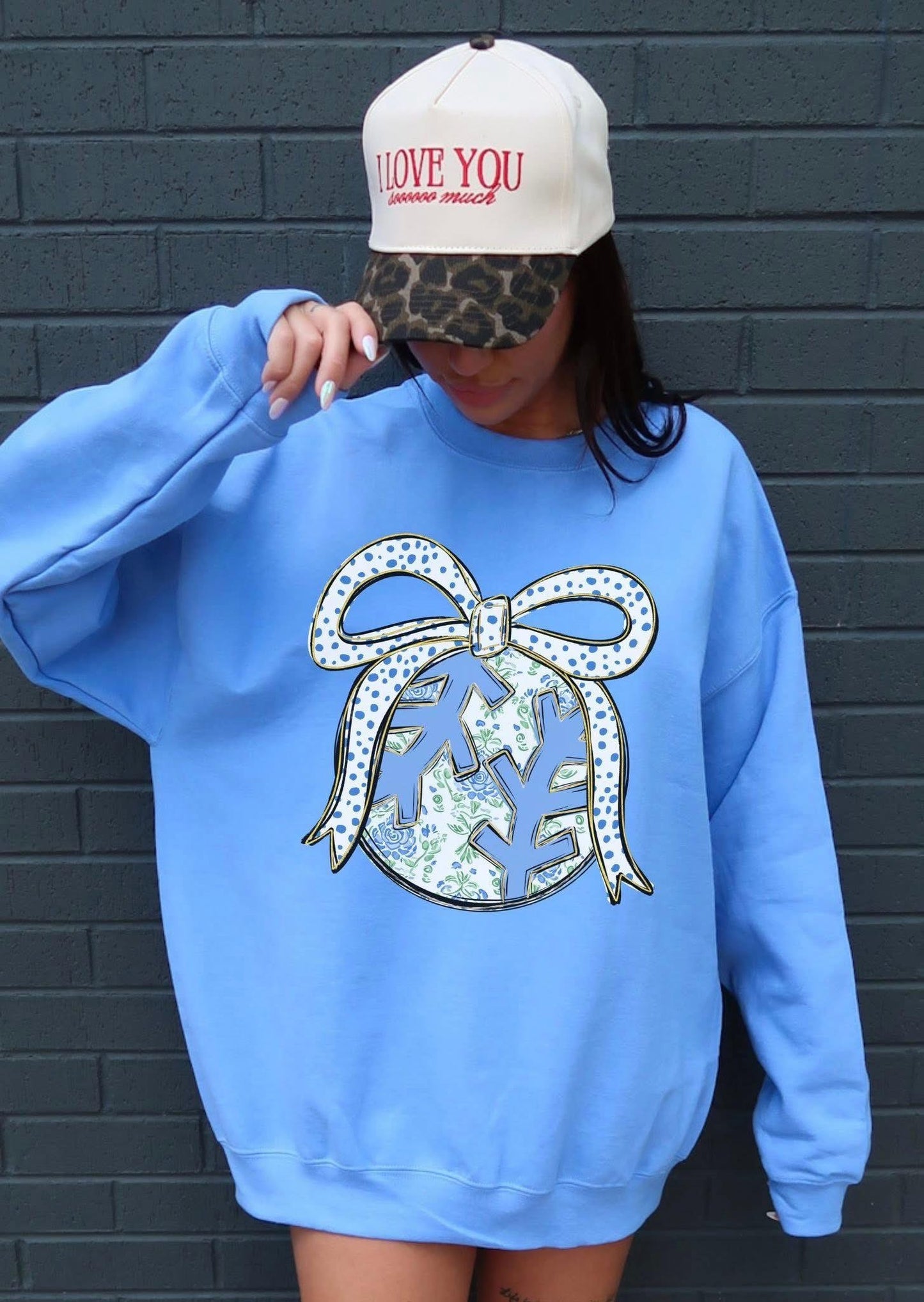Floral Baseball Bow Sweatshirt