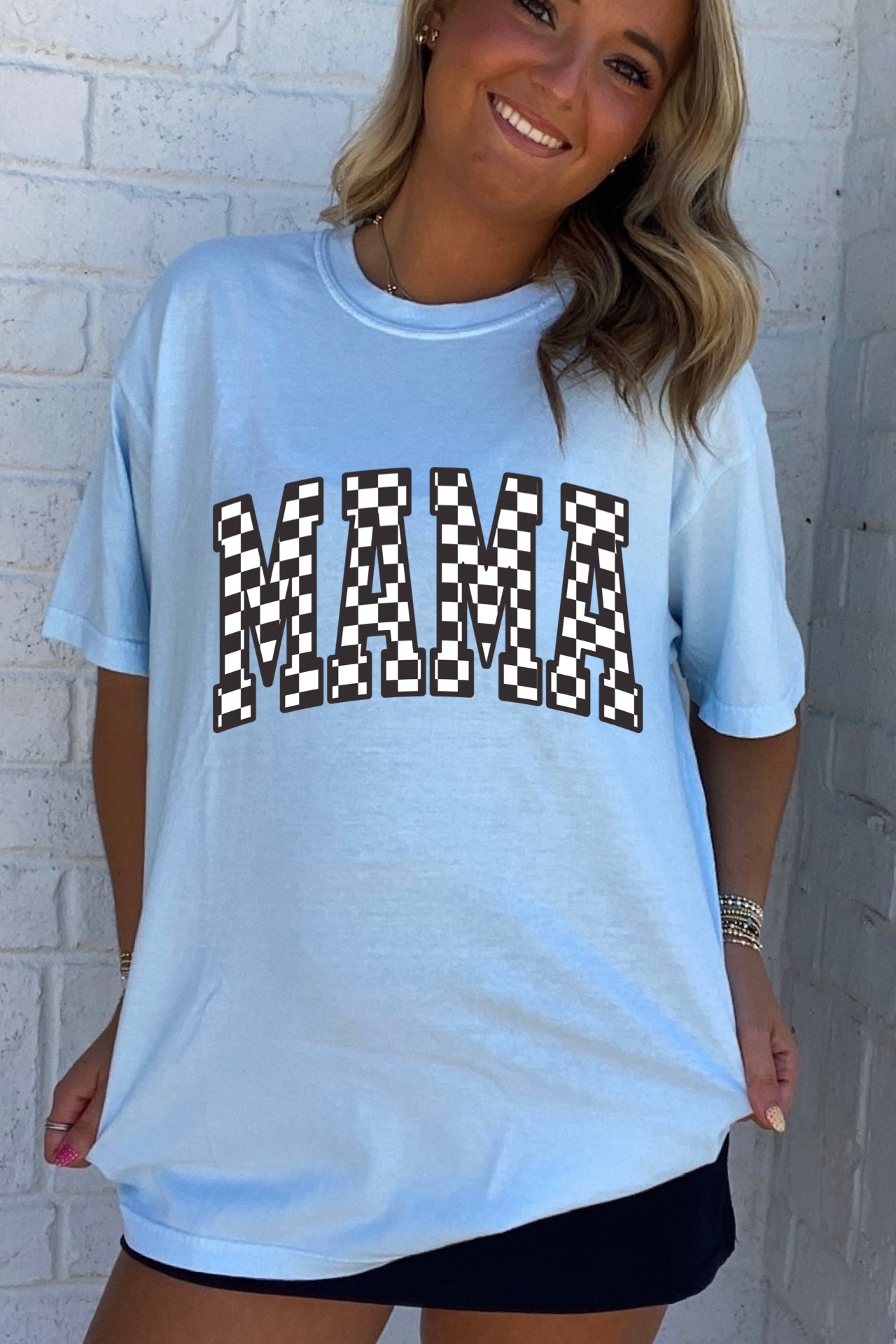 Checkered Mama Tee