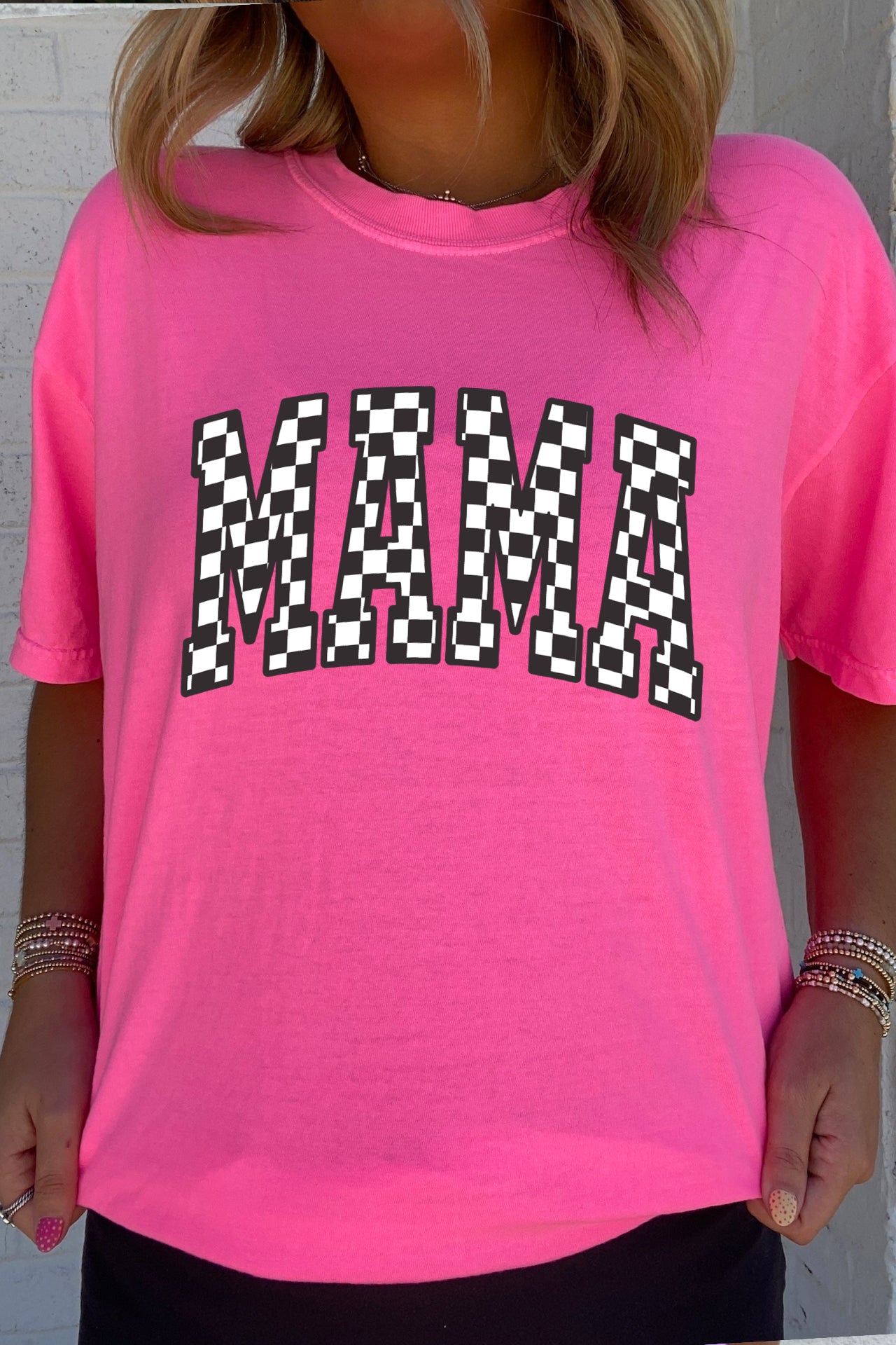 Checkered Mama Tee