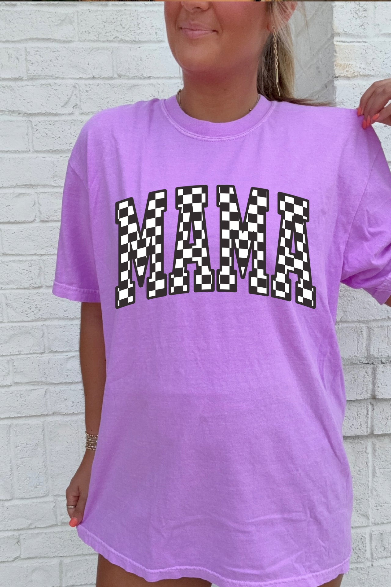 Checkered Mama Tee