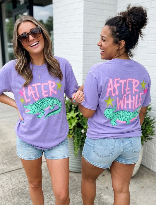 Later Gator, After While Crocodile Violet CC Tee