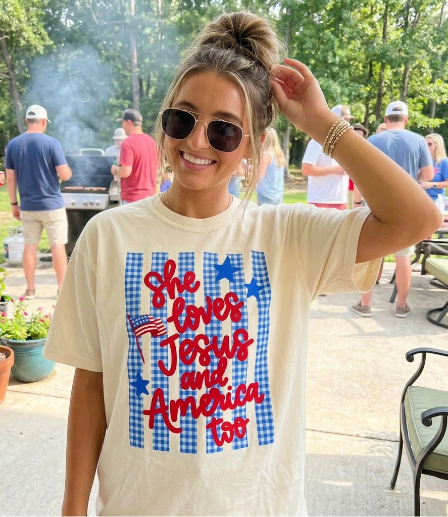 She Loves Jesus and America Too CC Tee