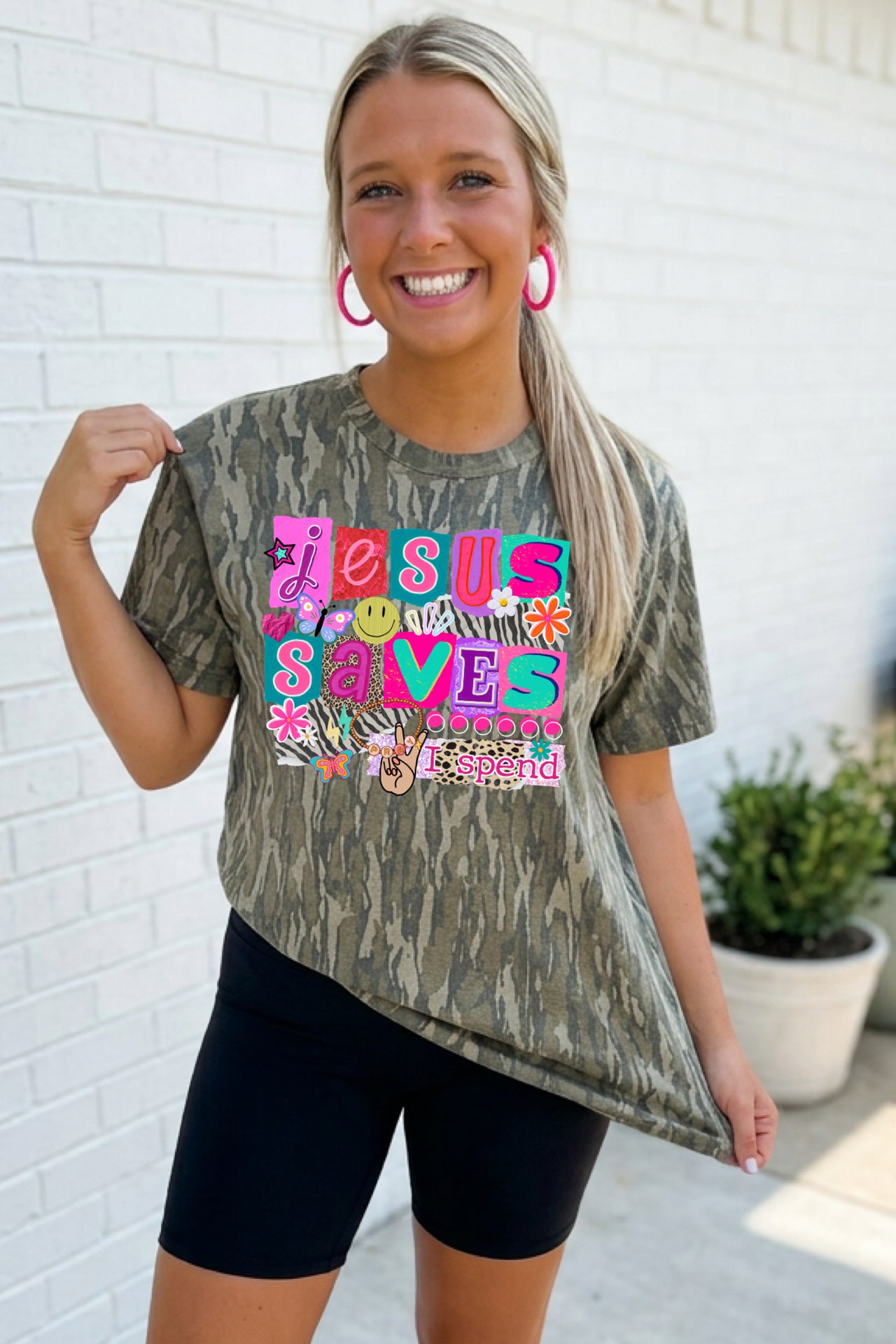 Mossy Oak Jesus Saves I Spend Tee
