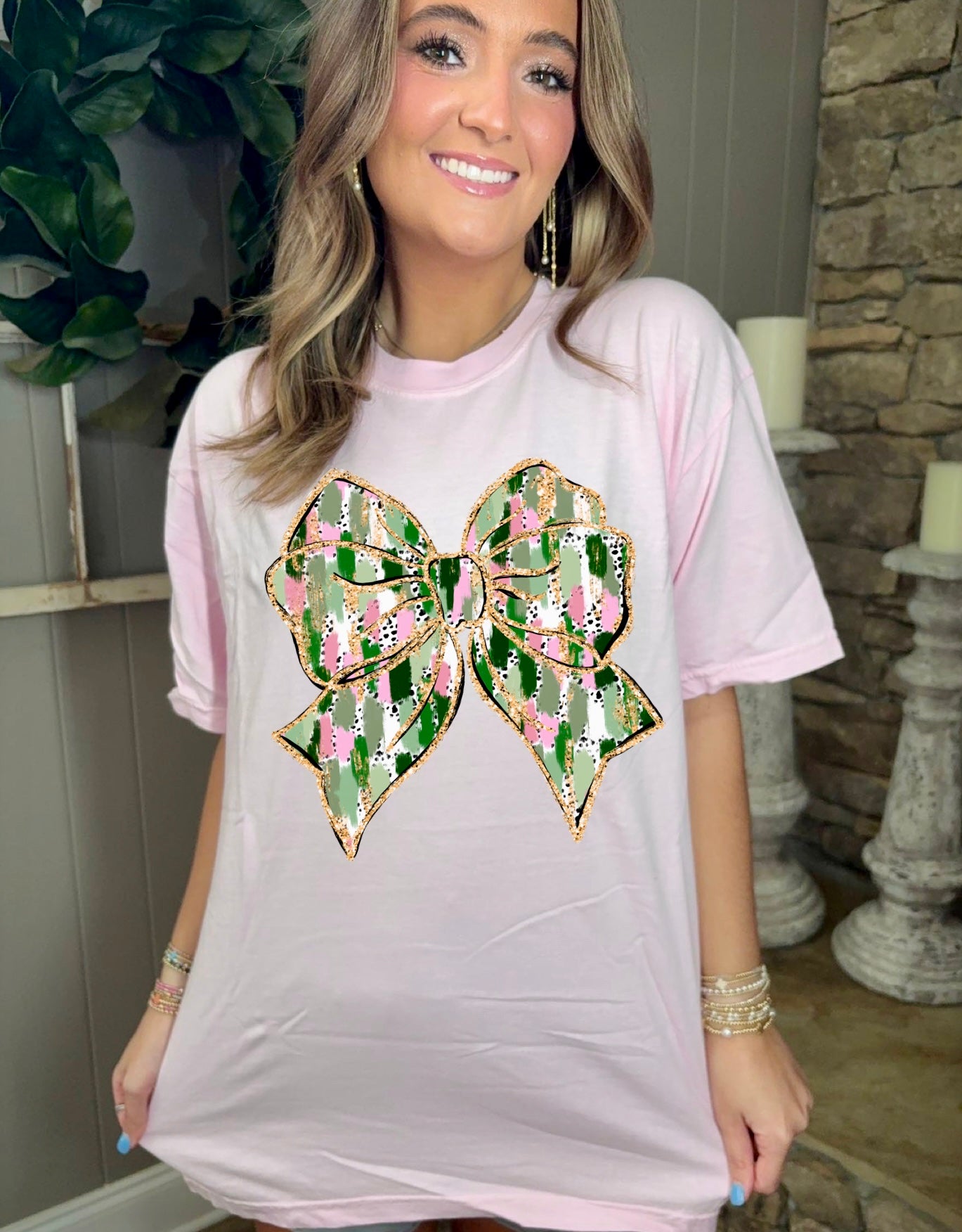 Painted Dalmation Clover Bow Tees