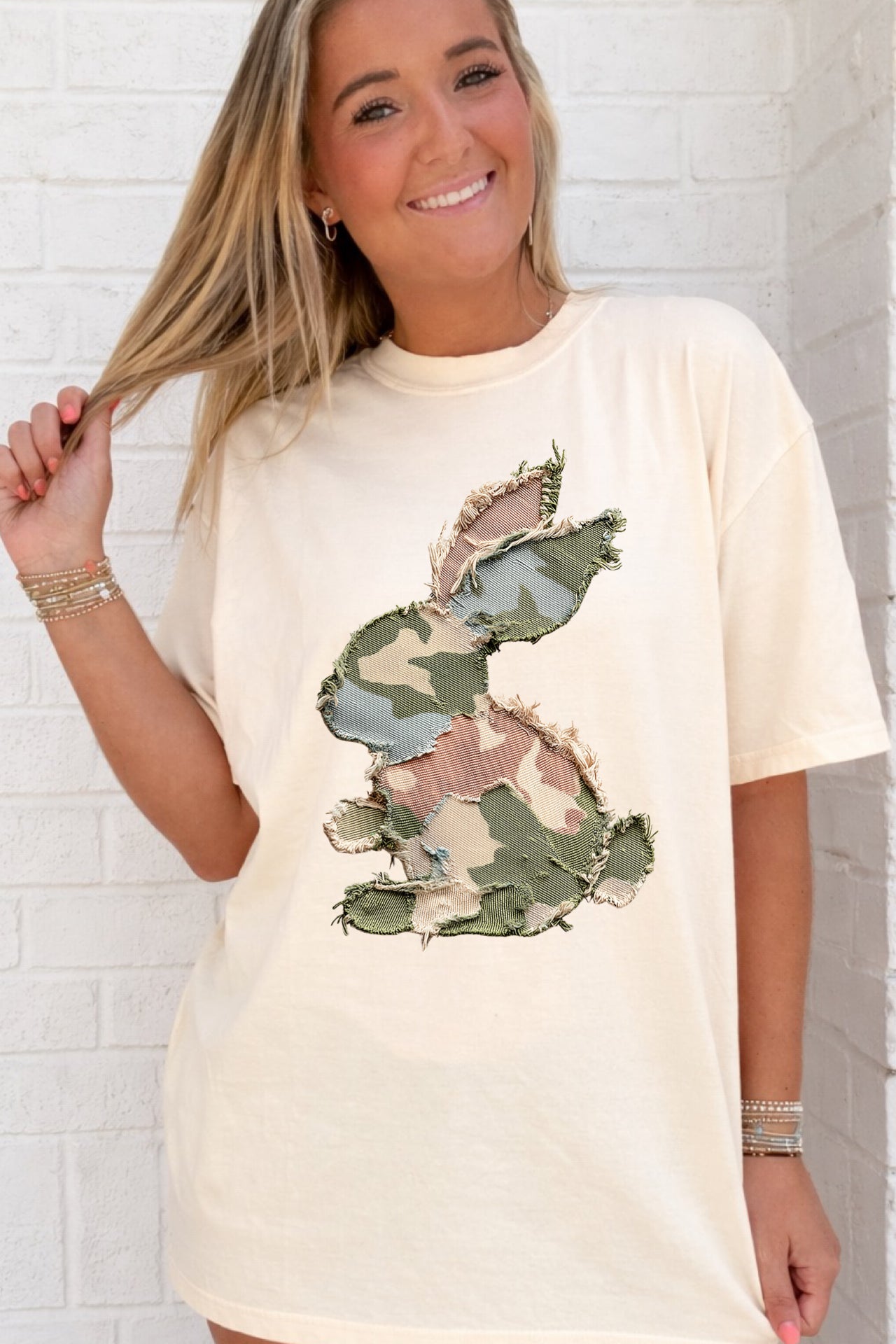 Faux Patchwork Camo Bunny Tee