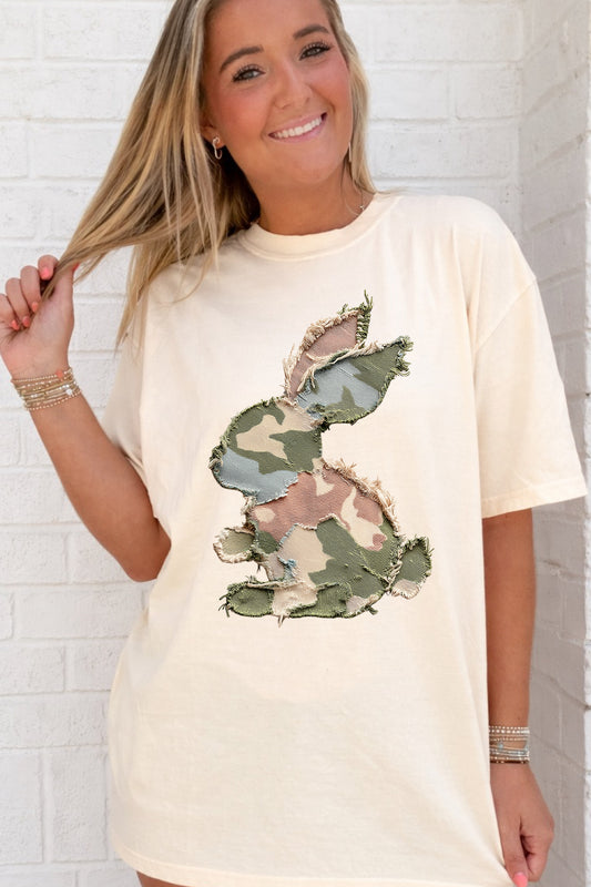 Faux Patchwork Camo Bunny Tee