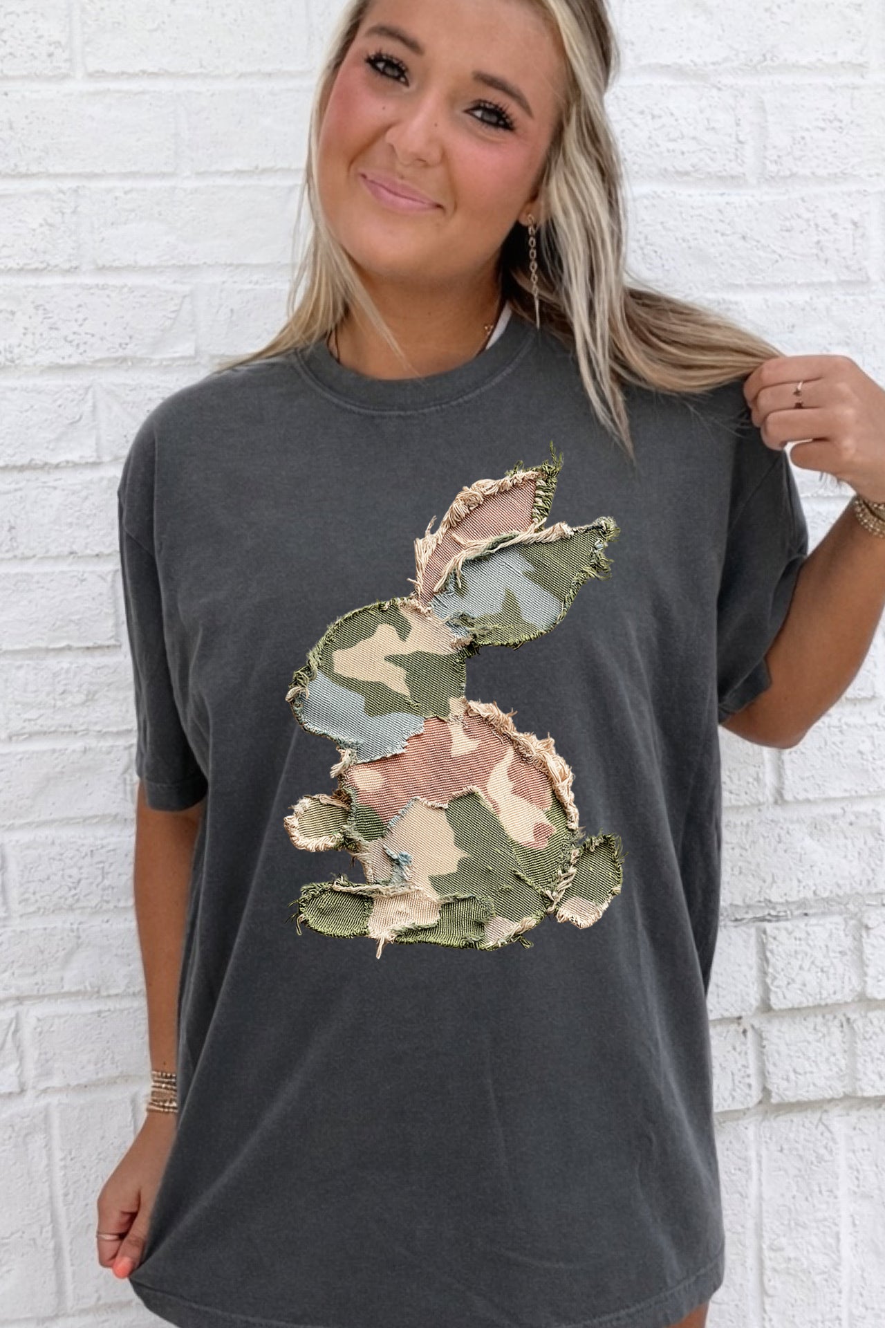 Faux Patchwork Camo Bunny Tee