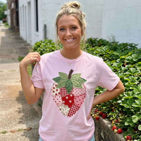 Faux Patchwork Strawberry Tees