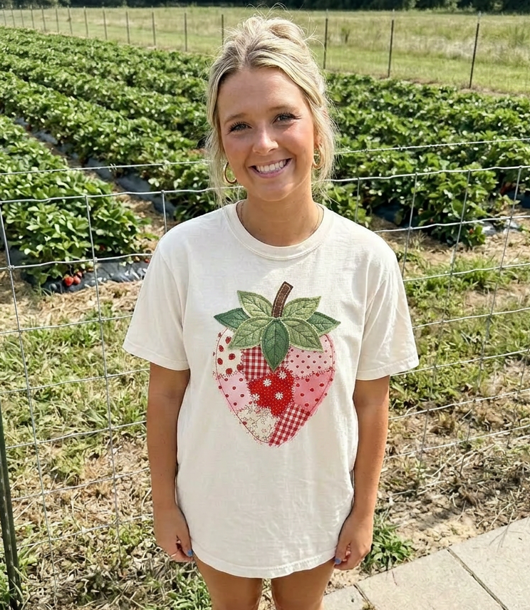 Faux Patchwork Strawberry Tees