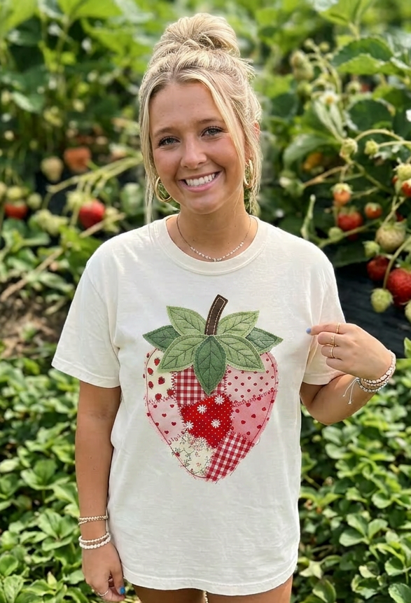 Faux Patchwork Strawberry Tees