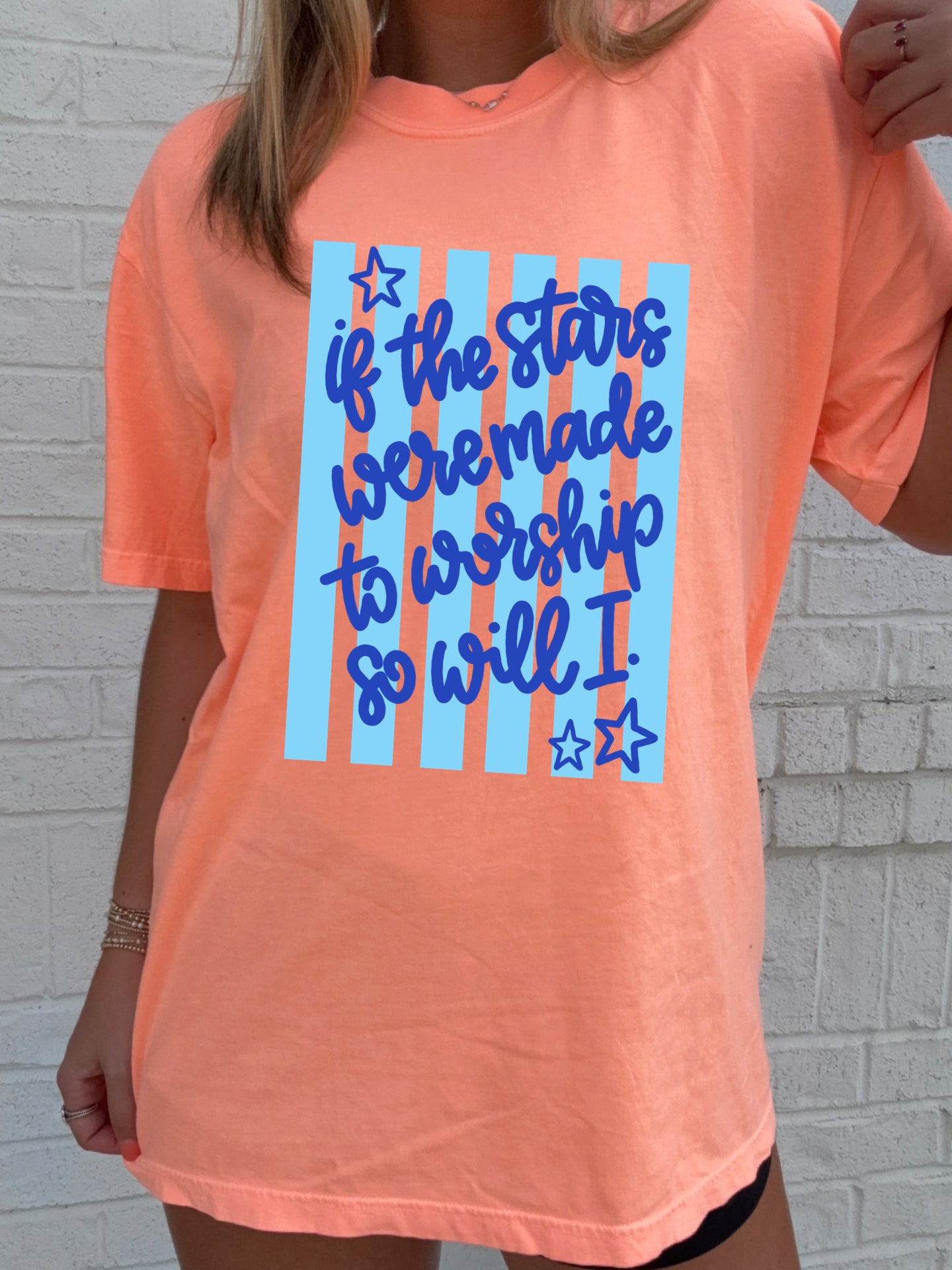 If the Stars Were Made to Worship Striped Tee