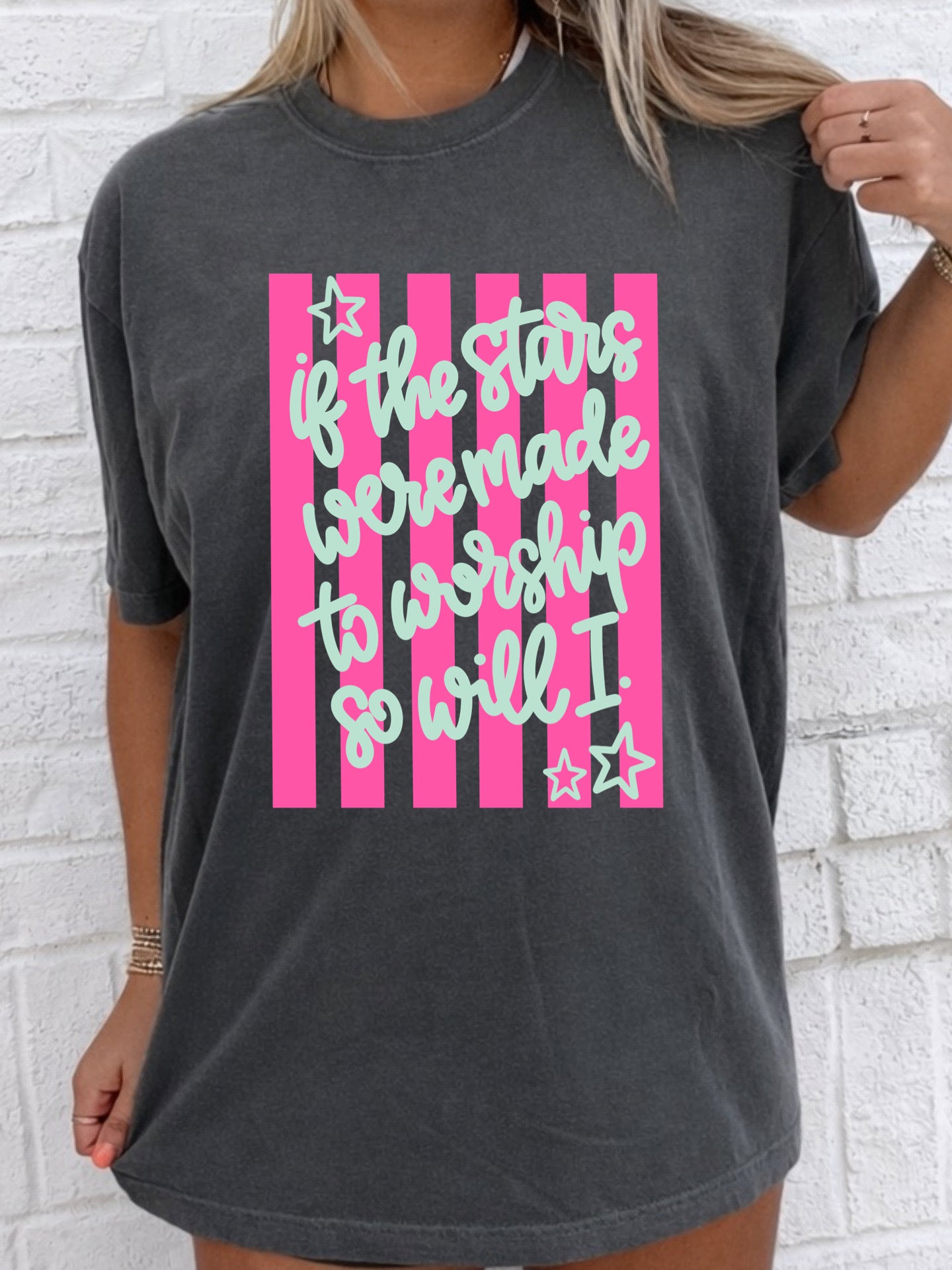 If the Stars Were Made to Worship Striped Tee