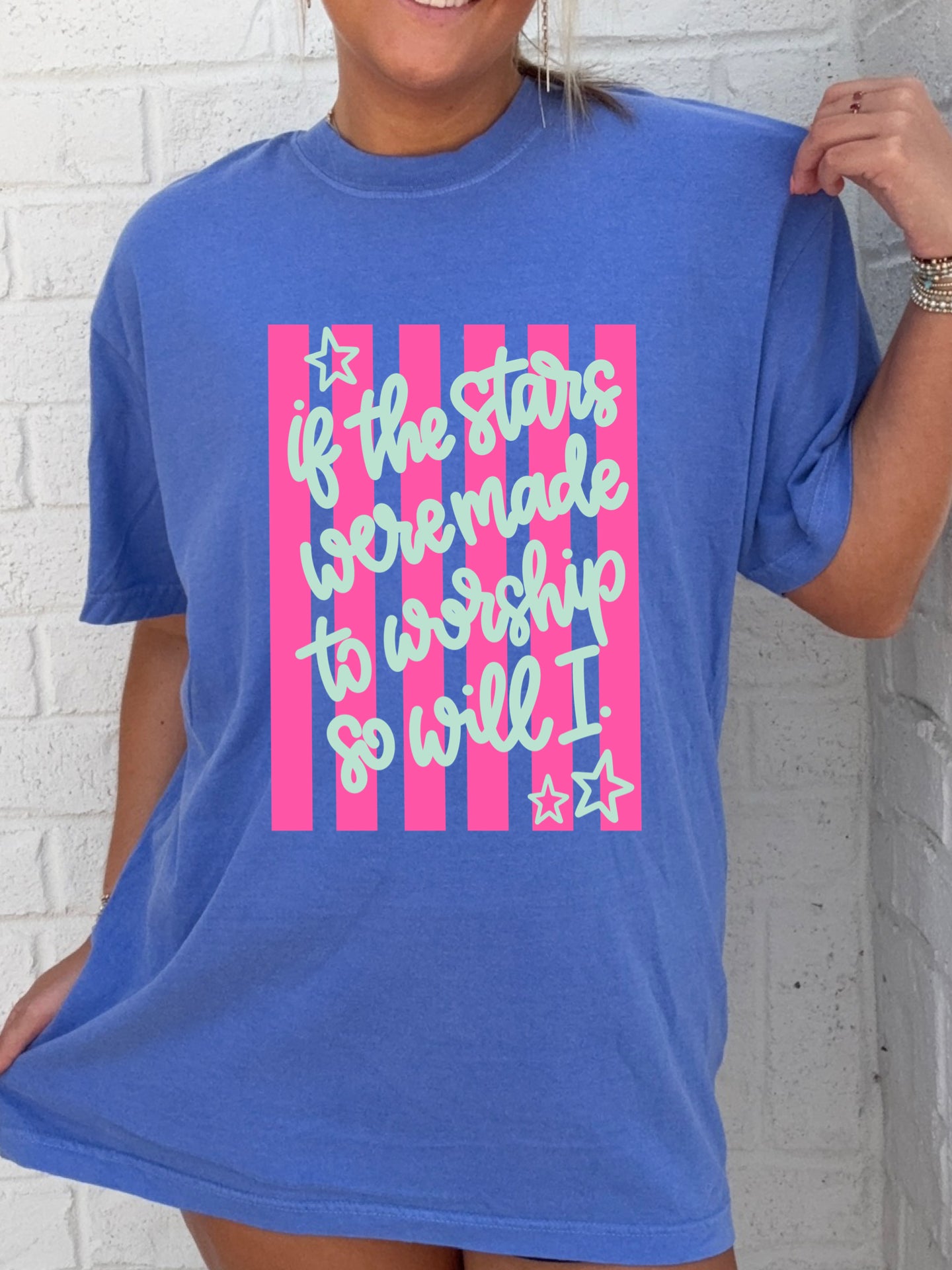 If the Stars Were Made to Worship Striped Tee