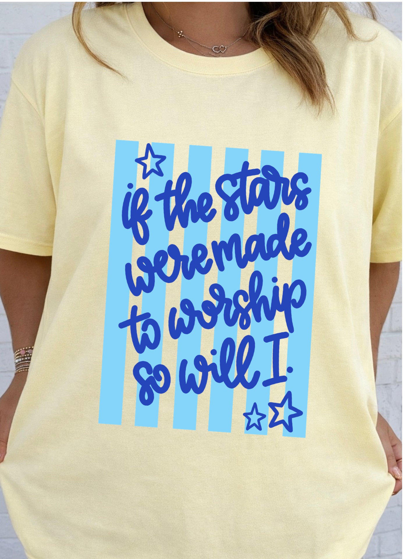 If the Stars Were Made to Worship Striped Tee