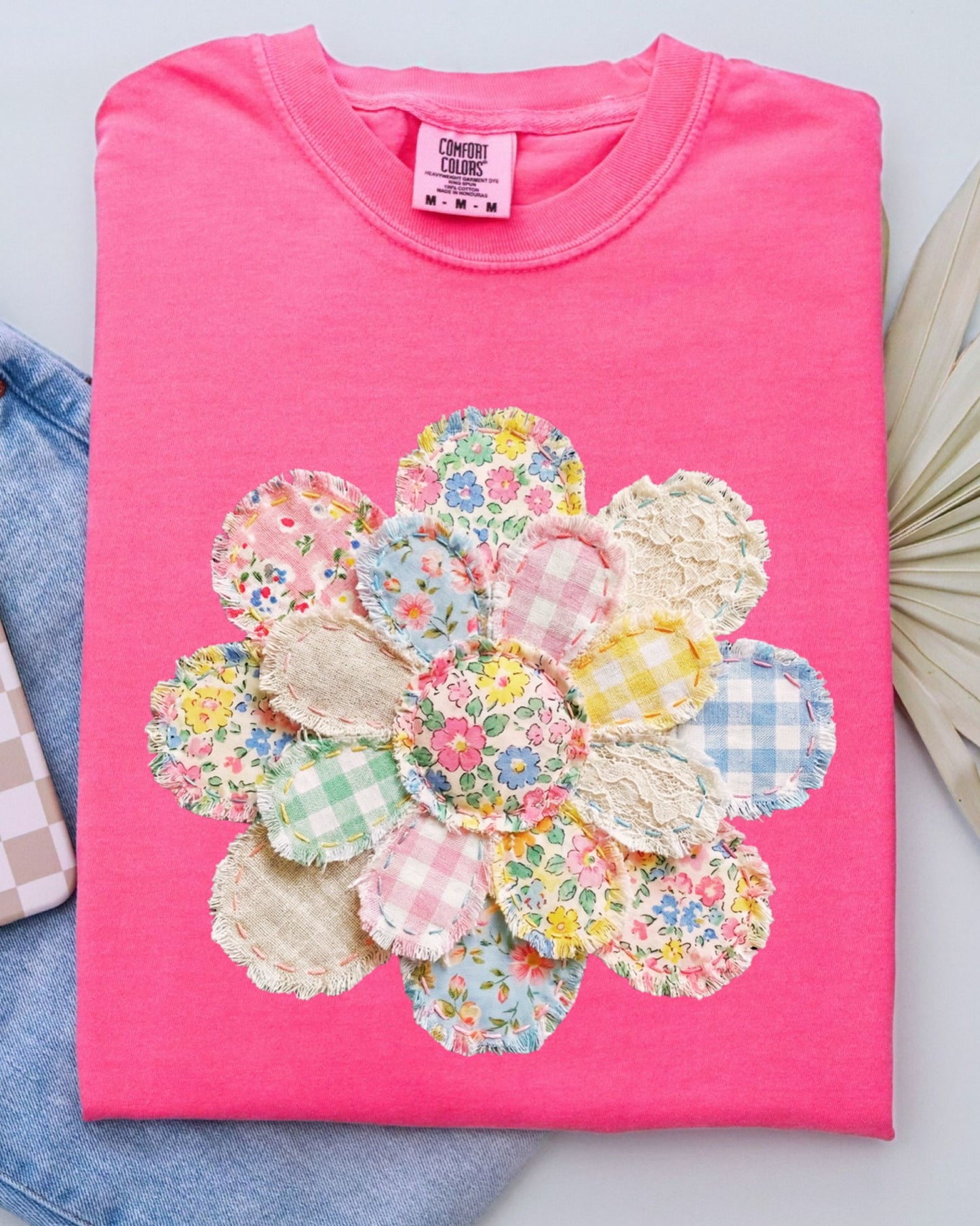 Faux Patchwork Floral Tee