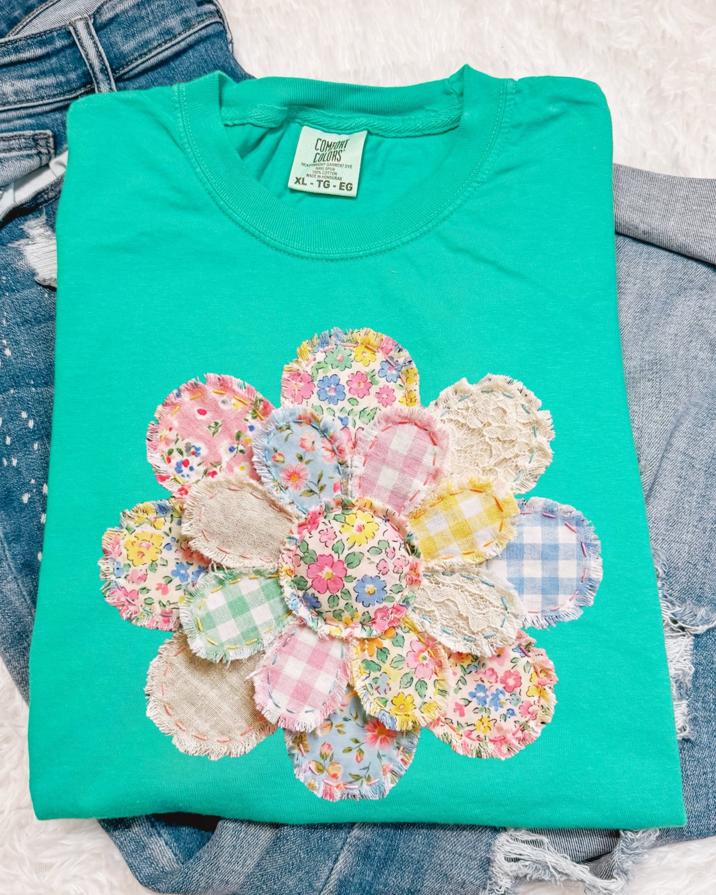Faux Patchwork Floral Tee