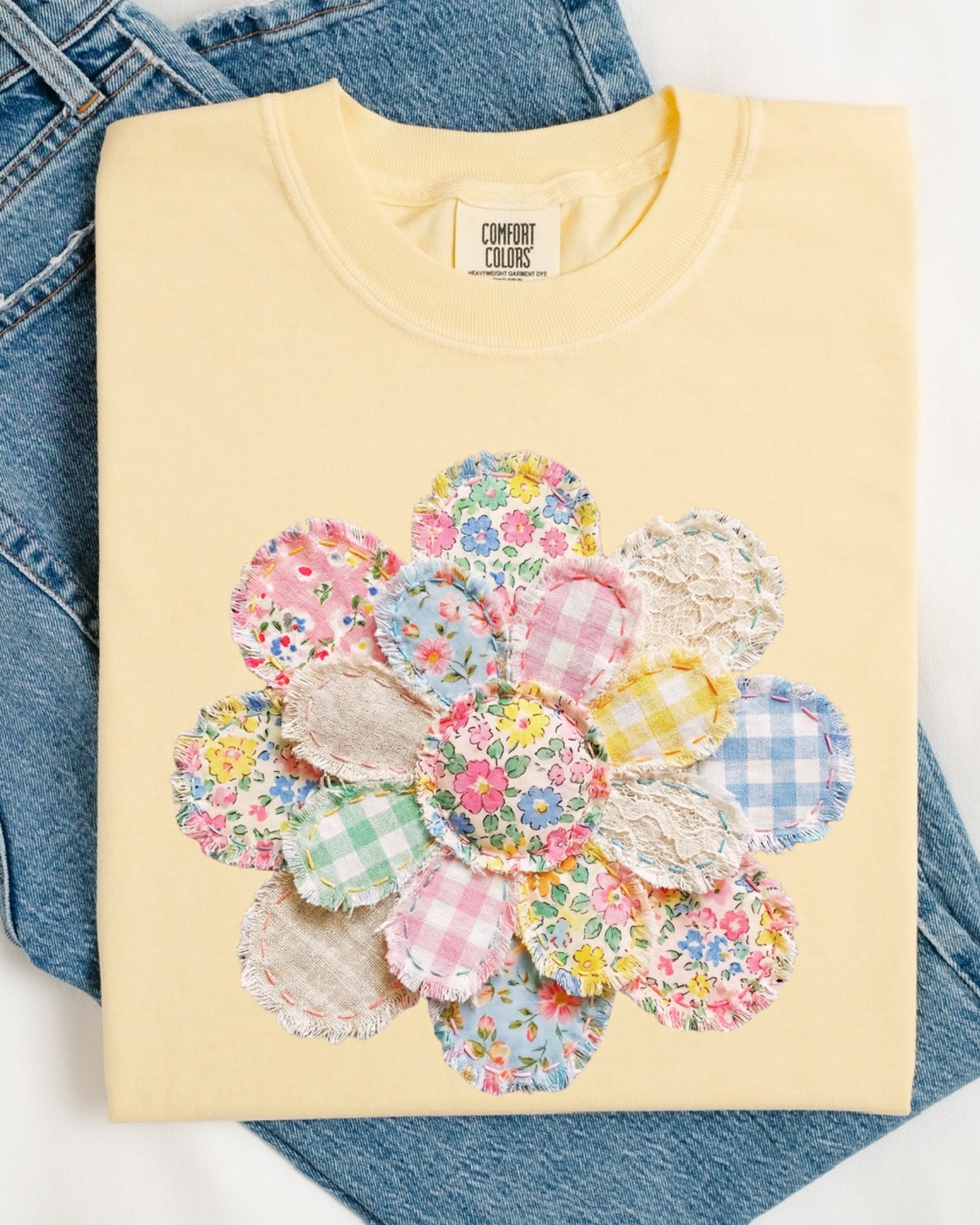 Faux Patchwork Floral Tee