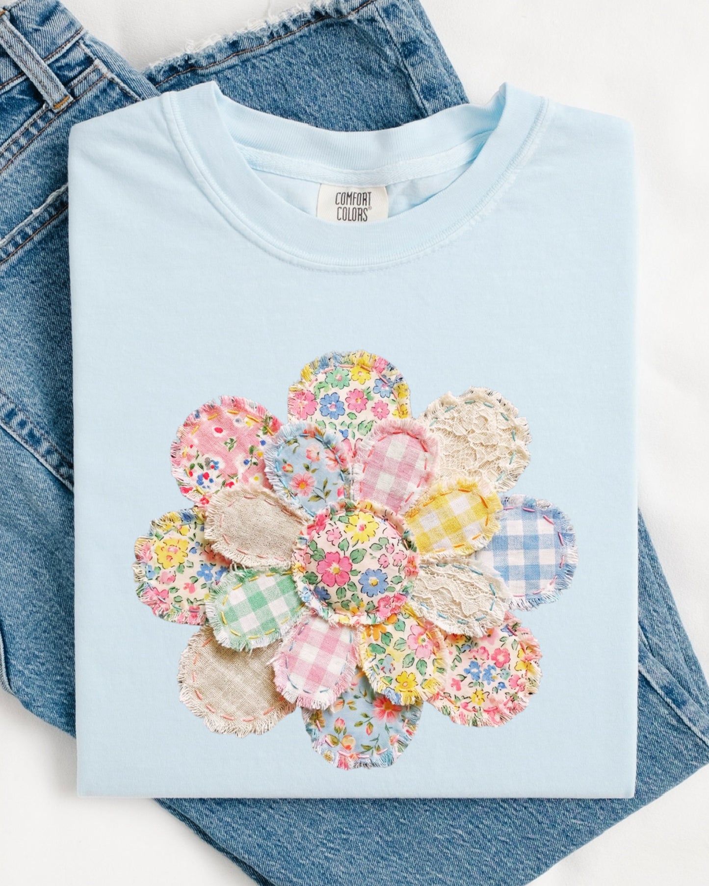 Faux Patchwork Floral Tee