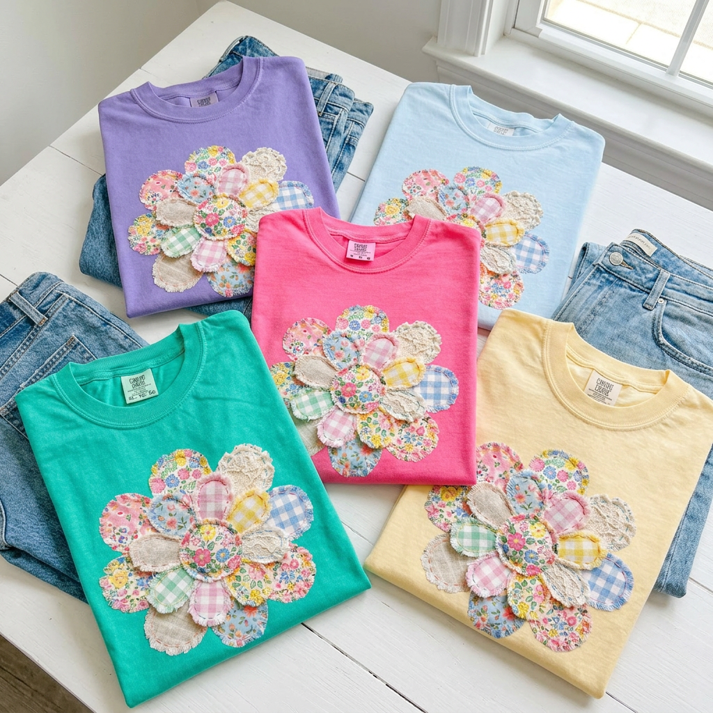Faux Patchwork Floral Tee
